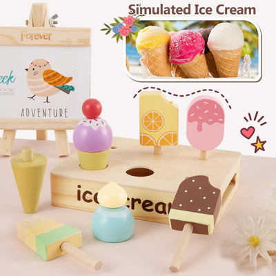 Ice cream toy ice cream parlor children wood, Popsicle toy store accessories play kitchen