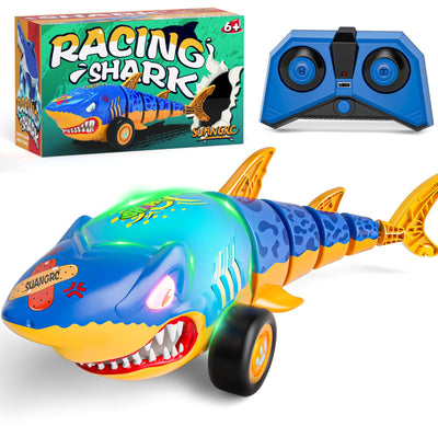 Jouet de Voiture RC Shark pour Enfants, voiture télécommandée 2,4 GHz avec Queue Pivotante et Lumières LED, voiture télécommandée