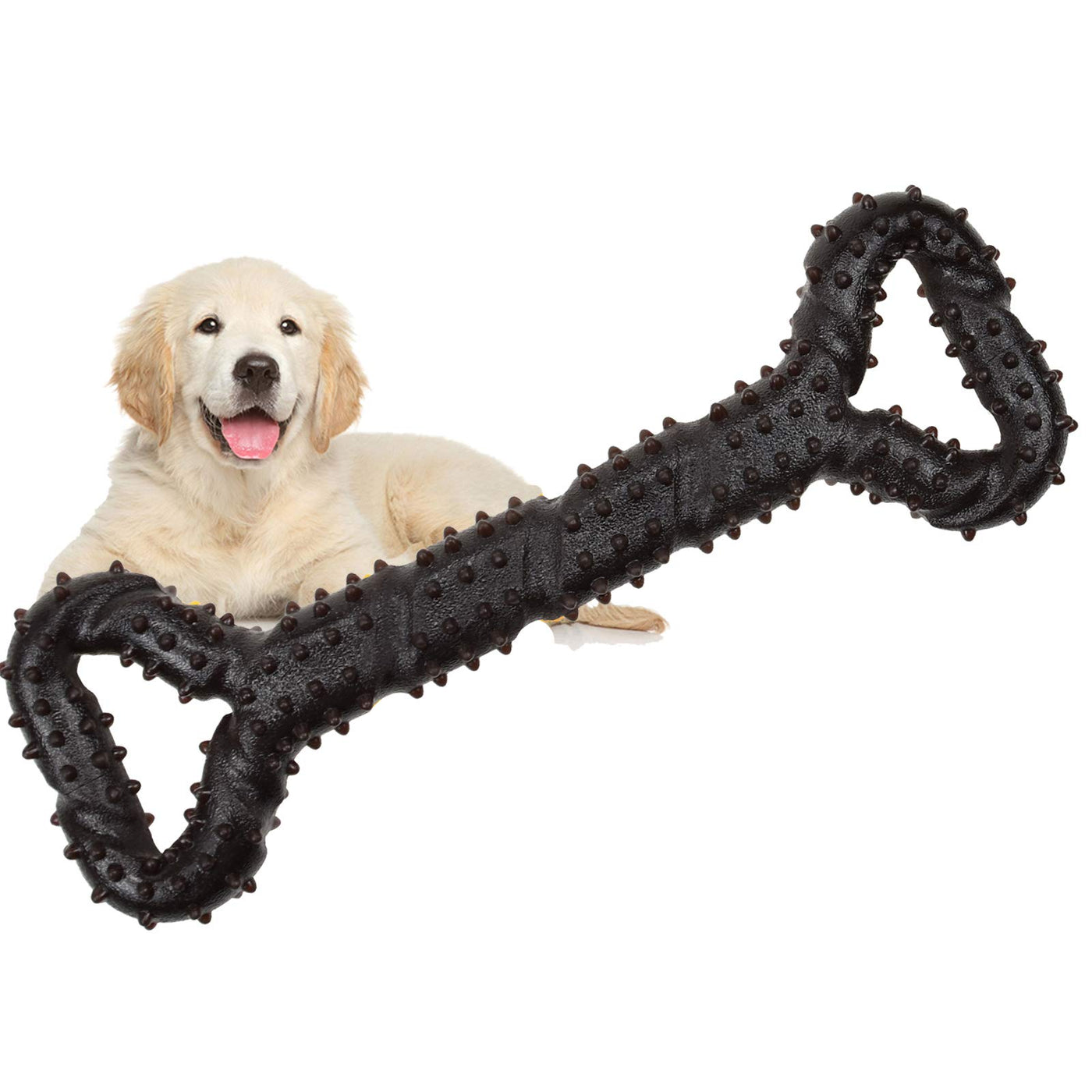 Jouet pour chien robuste en forme d'os à mâcher en caoutchouc dur avec un design convexe