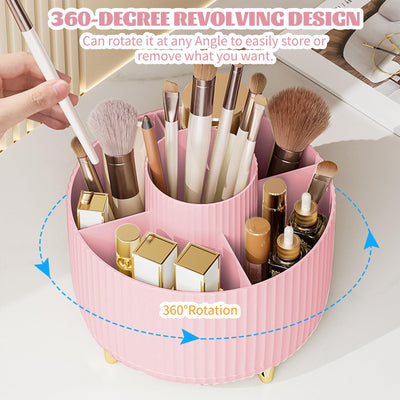 360° Make up Organizer, Brush Holder Cosmetic Storage with 5 compartments