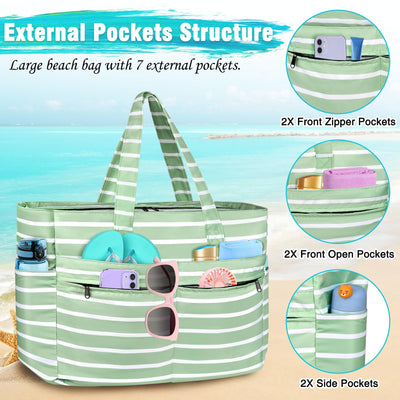 Grand Sac De Plage Étanche Avec Fermeture à Glissière