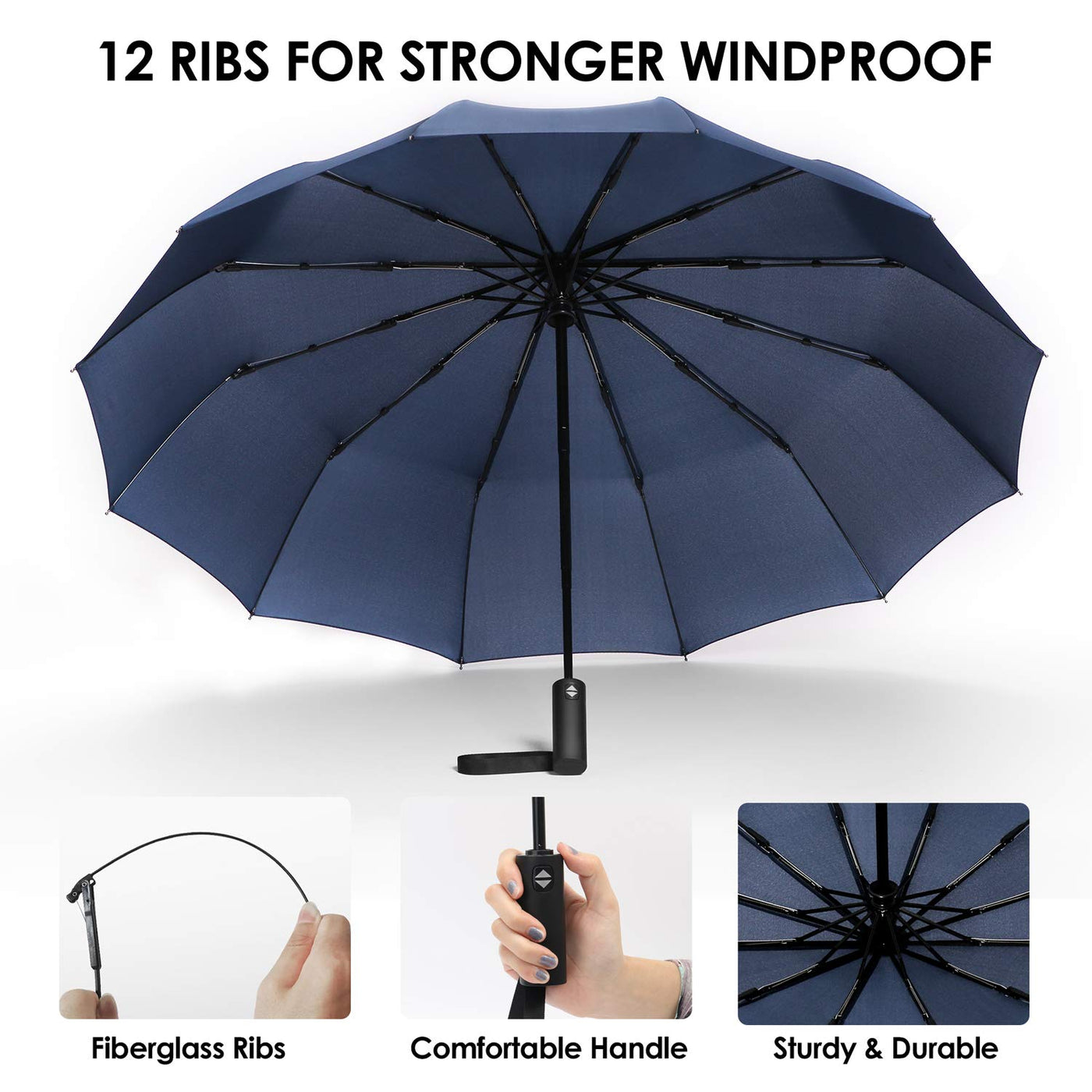 Umbrella, compact strong windproof automatic umbrellas, folding lightweight