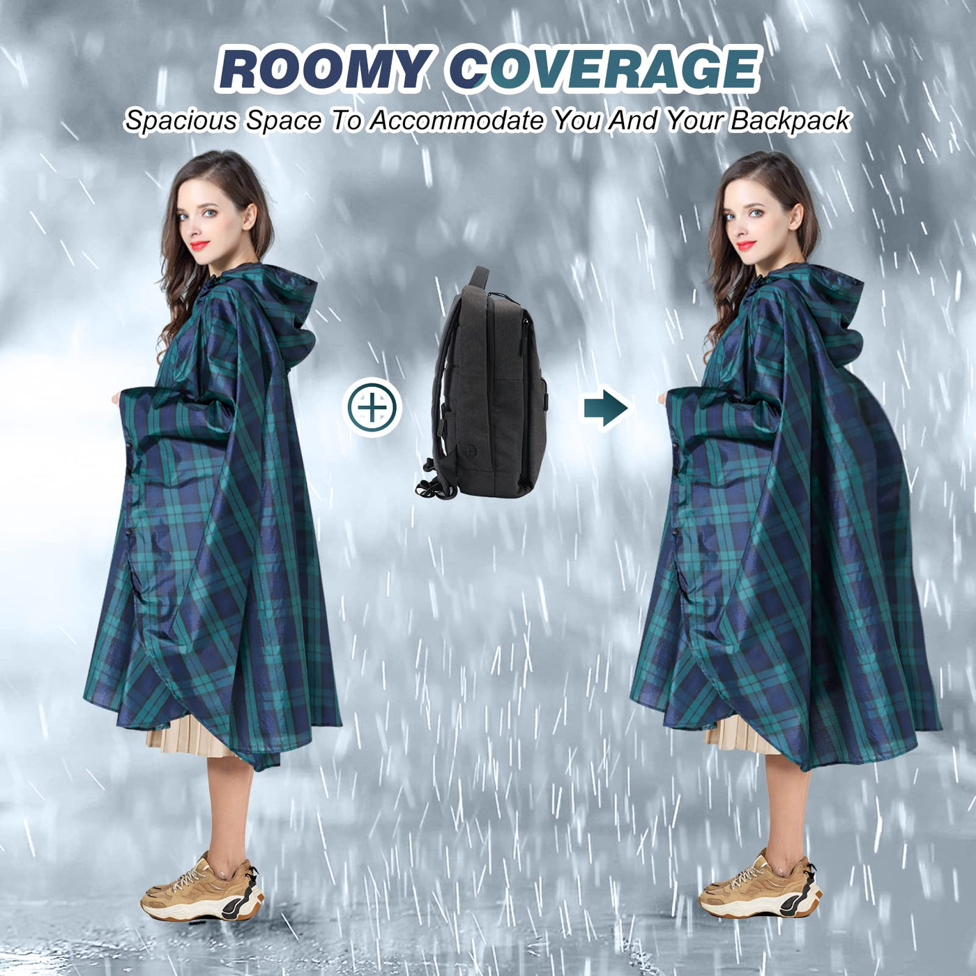 Regenponcho Atmungsaktives Regencape Leichte Regenjacke Regenjacke Regenmantel als Picknickdecke Sonnensegel