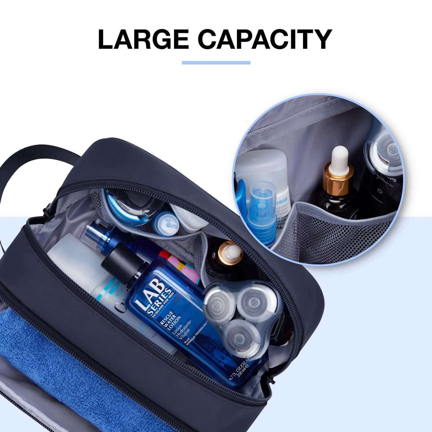 Travel toiletry bag, water-repellent Dopp kit for traveling, lightweight shaving bag