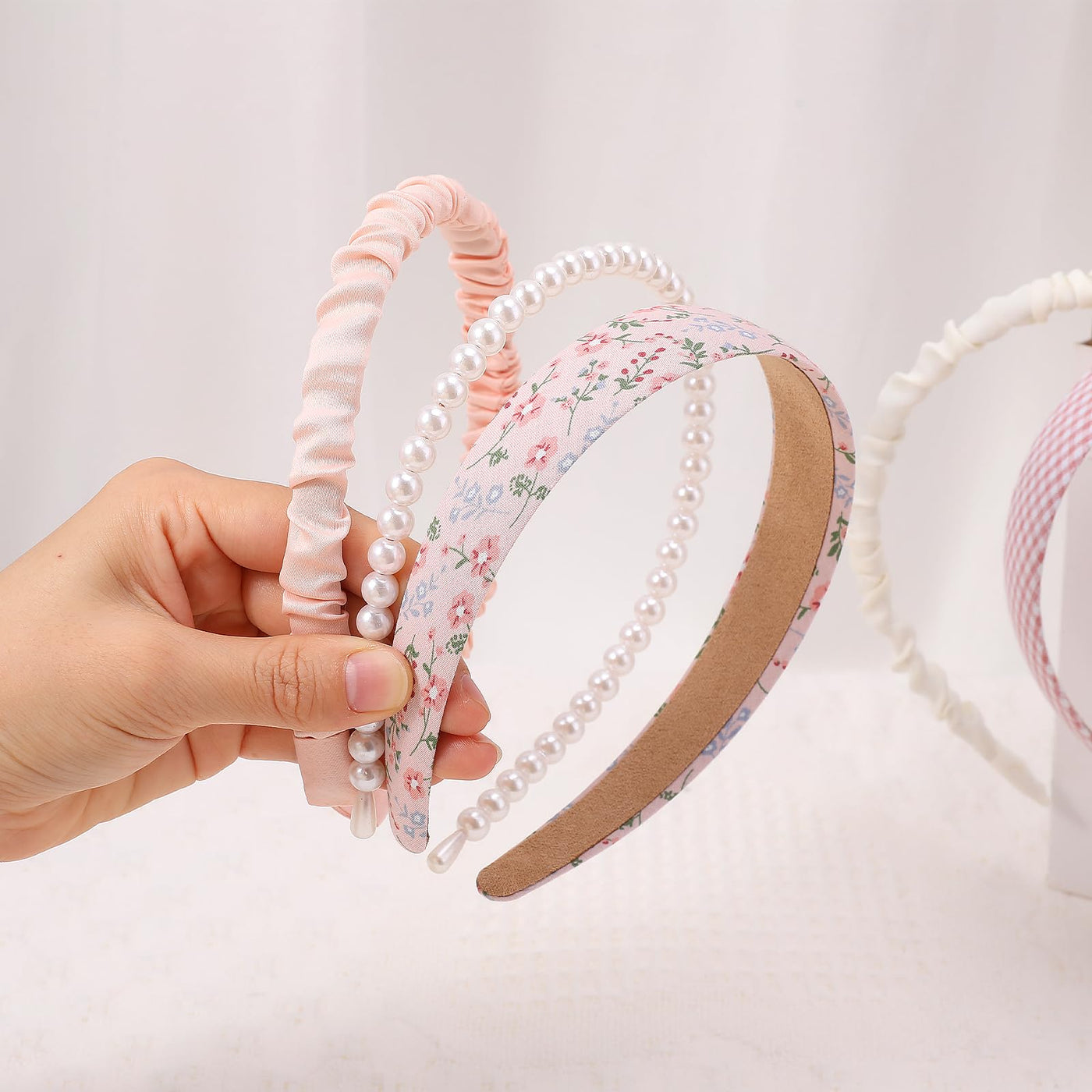 Modische Stirnbänder 7-teiliges Anti-Rutsch-Stirnband-Set Niedlicher Stoff Glitzernde Mehrfarbige Haarbänder Haar