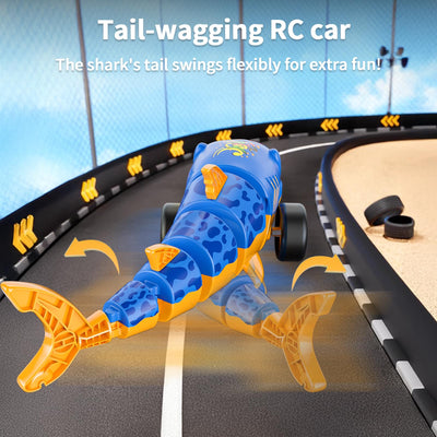 Jouet de Voiture RC Shark pour Enfants, voiture télécommandée 2,4 GHz avec Queue Pivotante et Lumières LED, voiture télécommandée