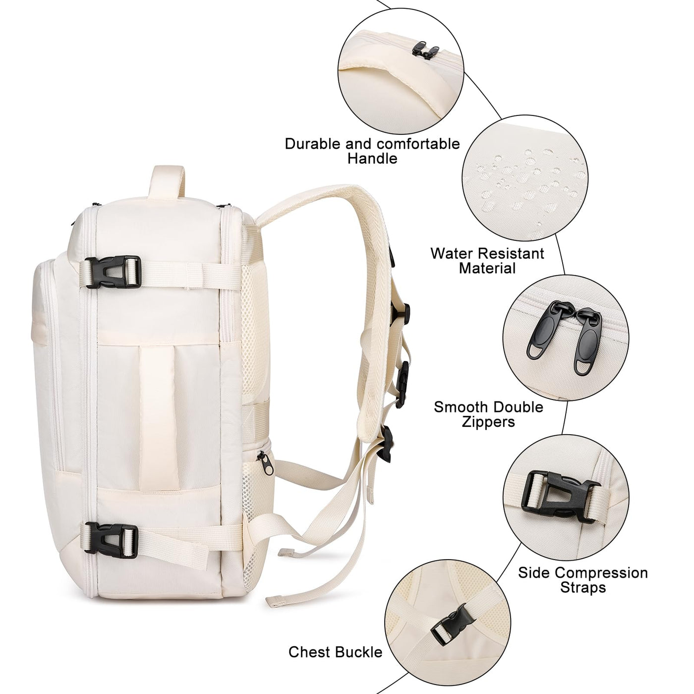 Hand luggage backpack with separate one-inch computer compartment