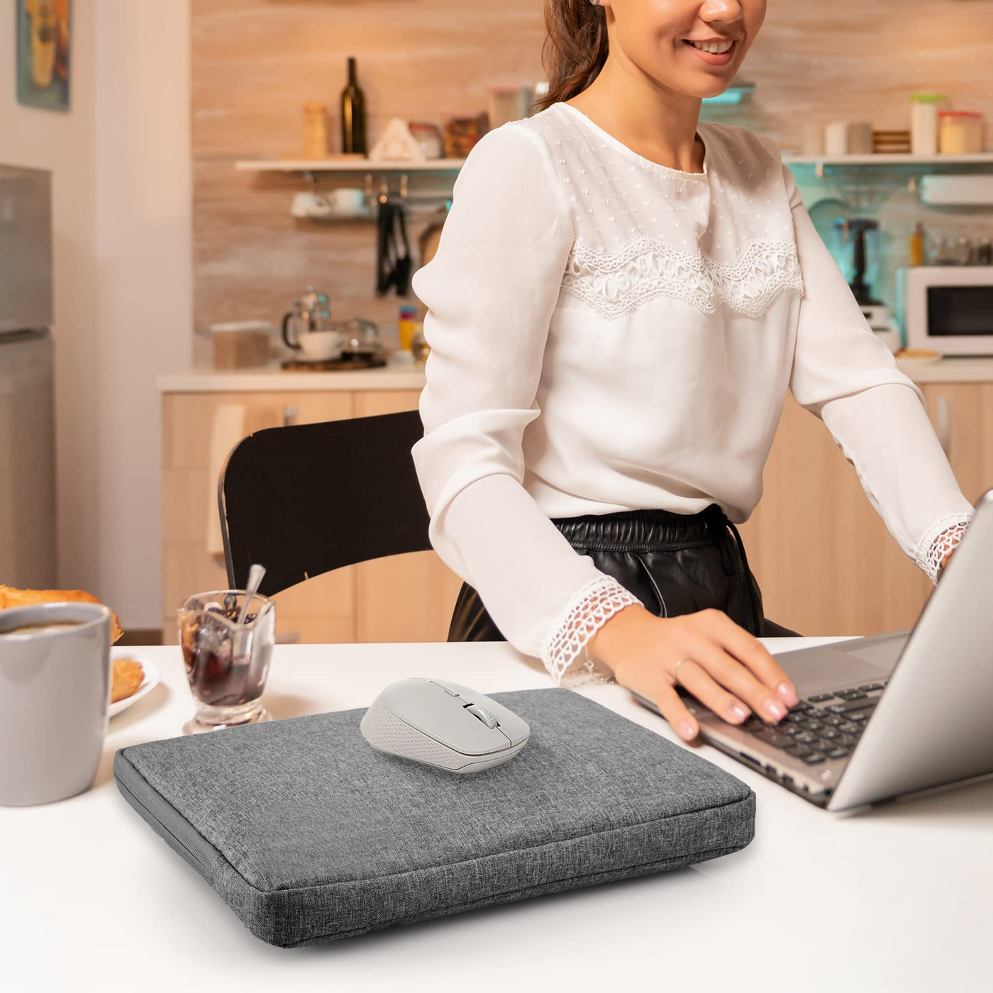 Protective laptop sleeve with handle 2 compartment notebook bag