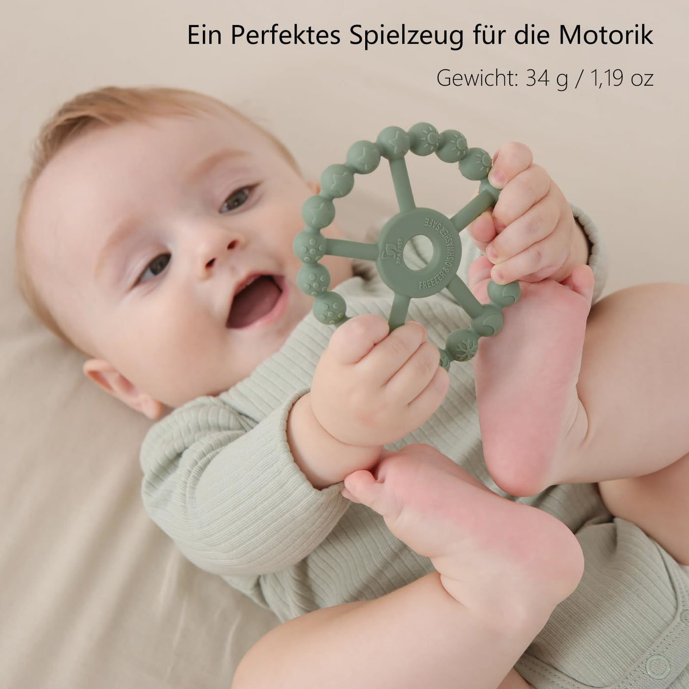 Beißring Baby, 3er-Pack Beißring Baby Spielzeug Kühlung, Silikon Greifring