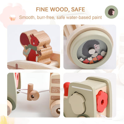 Home Kombinierte Zug Holzspielzeug für Kinder Holzeisenbahn Spielzeug Set mit Blöcken und Rasseln Geeignet für 1 Jahr alte Kinder