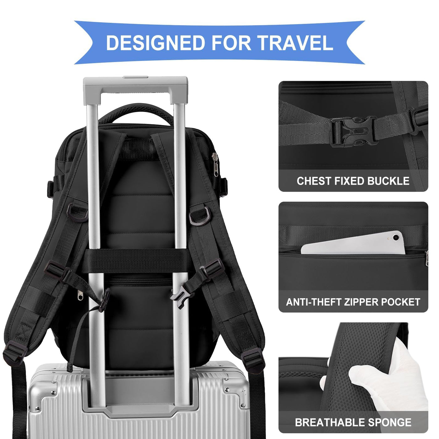 Rucksack für Flugzeug Handgepäck Kabinentasche Rucksack Wasserdicht Laptop Reiserucksack