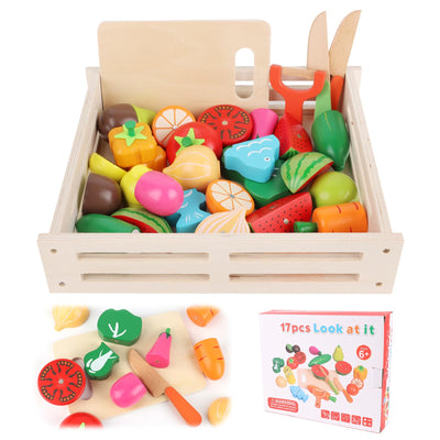 Children's kitchen, wooden kitchen accessories Cutting fruit and vegetables Magnetic toy Simulation kitchen toy