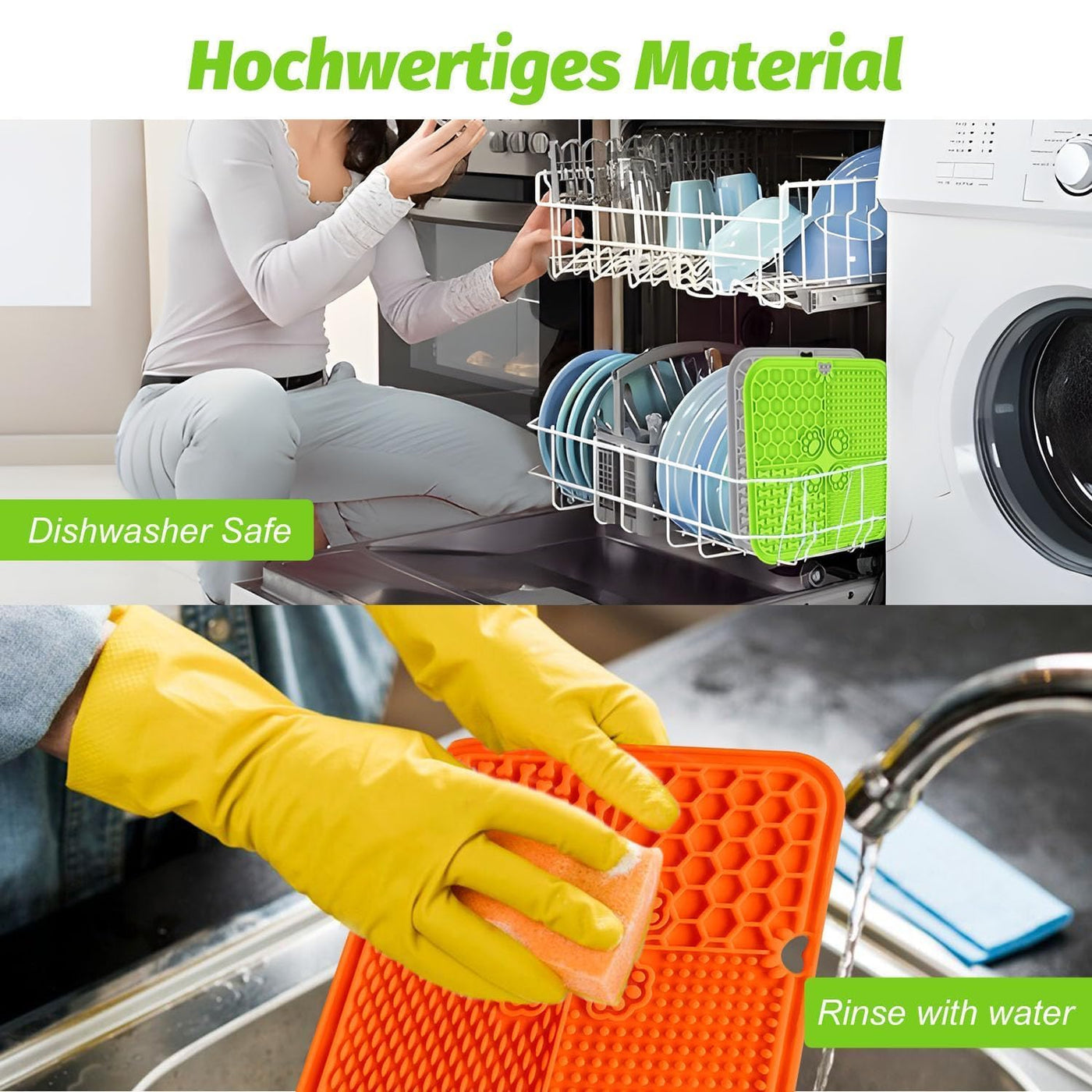 Tapis de léchage pour chiens avec ventouses, vert et gris, mangeoire lente en silicone pour soulager l'anxiété des chiens, jouet alimentaire pour chiens, durable et antidérapant, idéal pour les chiots et les animaux de compagnie.