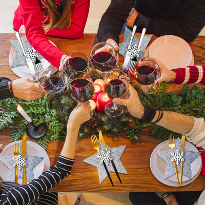 Porte-couverts feutre de Noël, 12 pièces sac à couverts sac à couverts étoile décoration de table