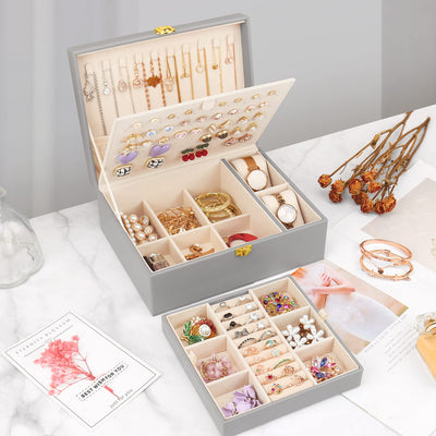 Jewelry box for necklaces, earrings, bracelets, rings, watches, with removable