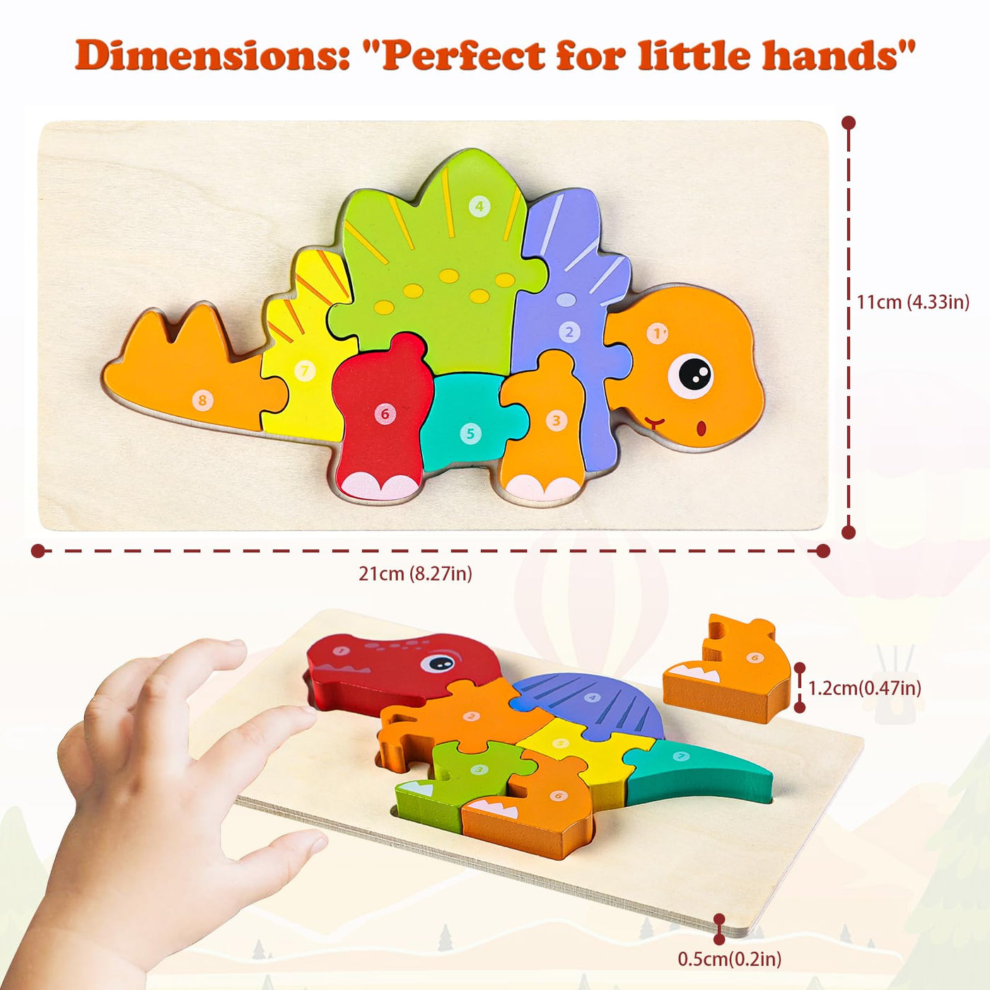 6 piece dinosaur wooden puzzle for children learning educational baby puzzle