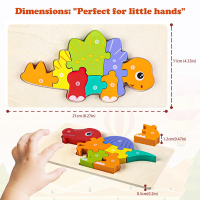 6 piece dinosaur wooden puzzle for children learning educational baby puzzle