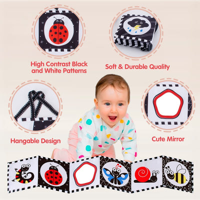 Book baby toys, Contrast cards baby book baby cloth book, Feel book baby, Double-sided soft cloth book with mirror