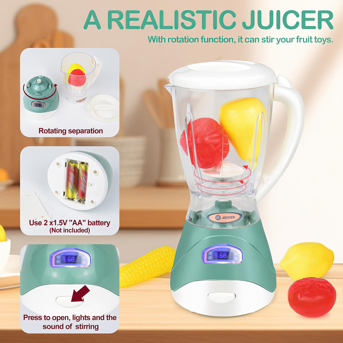 Set de Jeux de Cuisine Pour Enfants, Jouet pour Enfants à partir de 3 Ans, Accessoires de Cuisine de Jeu avec Machine à Café, Mixeur, Mixeur, Jouet de Cuisine, Jeu de Rôle