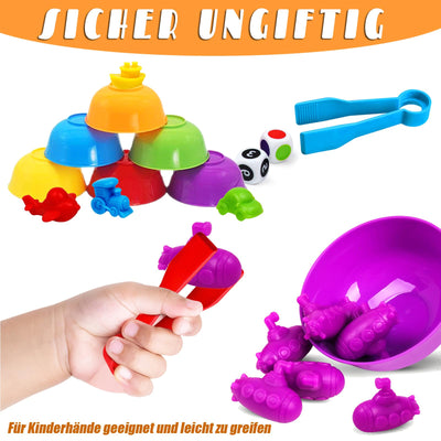 Toys Matching sorting cups and tweezers for children