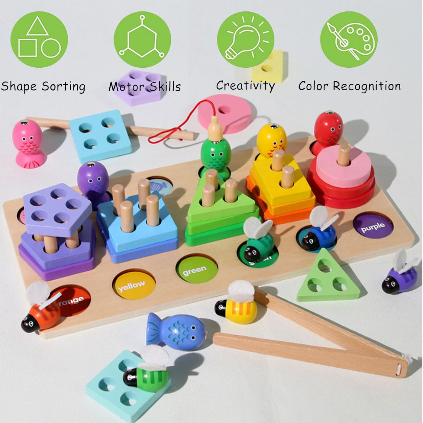 3-in-1 wooden toy, educational toy, peg puzzle, developmental toy