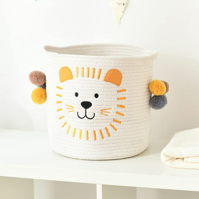 Cotton rope storage baskets with handles, storage basket for babies