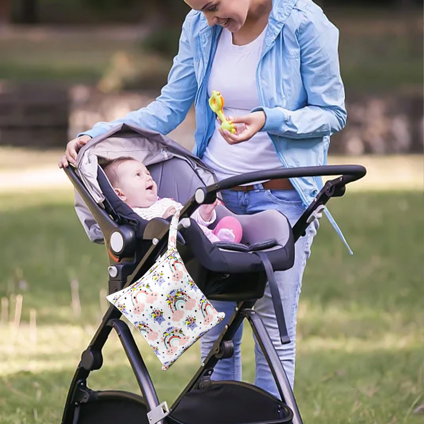 Lot de 2 sacs à couches, sacs à linge humide, sacs à linge sale, sacs à linge humide imperméables, sacs à couches pour bébés, natation, camping, voyage, gymnastique, entraînement, plage, arc-en-ciel, pochette supplémentaire