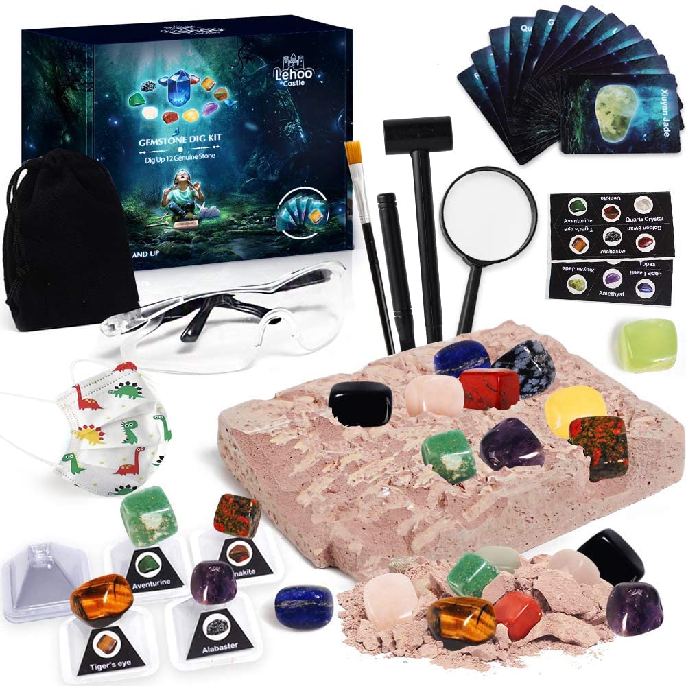 Excavation set for children, gemstone excavation set with 12 geology stones