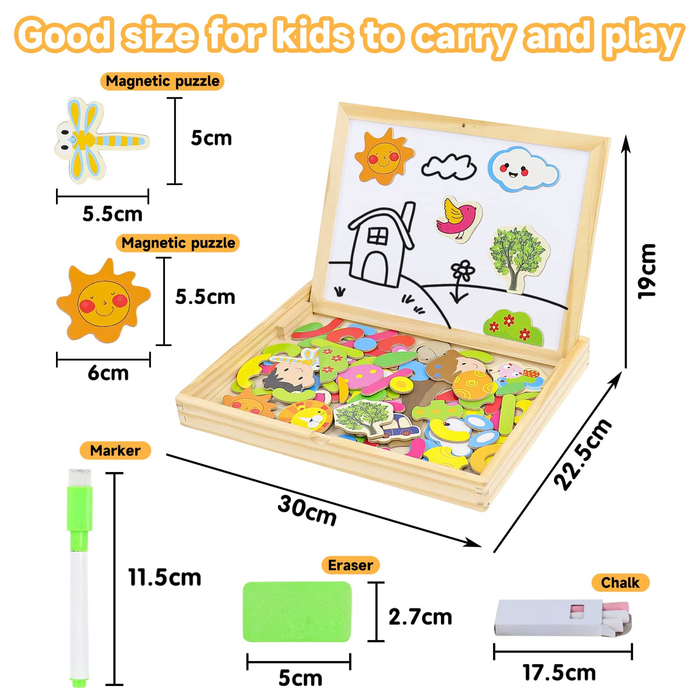 Magnetic board children toys ,Magnetic wooden puzzle puzzle from 3 with double-sided board magnetic game wooden toy