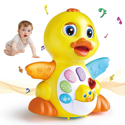 Duck baby toy with music and lights, crawling musical toy educational baby toy