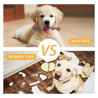 Jouets pour chiots - 7 pièces Jouets durables pour chiots / petits chiens - Jouets à mâcher et jouets à faire grincer - Coton naturel et non toxique