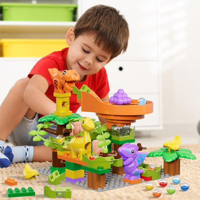 Marble run building blocks dinosaur toys, children's STEM toys