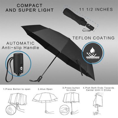 Regenschirm Stormproof Travel Windproof Automatisch zu öffnender/schließender Taschenschirm