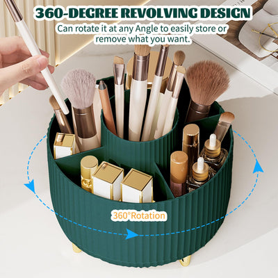 360° Make up Organizer, Brush Holder Cosmetic Storage with 5 compartments