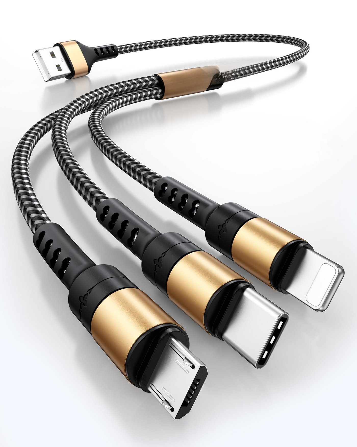 Universal Charging Cable Nylon Quick 3 in 1 Multiple Charging Cable with Micro USB