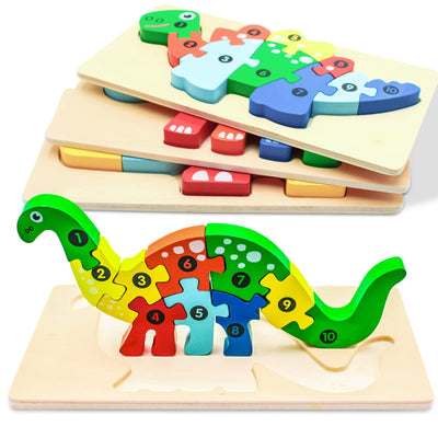 Wooden puzzle for toddlers with 4 animal patterns, learning educational toy