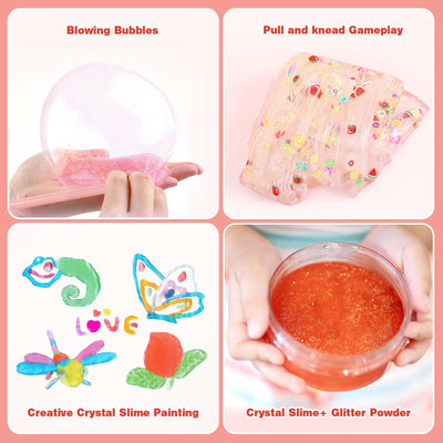 Kit Slime-12 couleurs Crystal Slime, faites votre propre Slime avec des paillettes Charms Tool