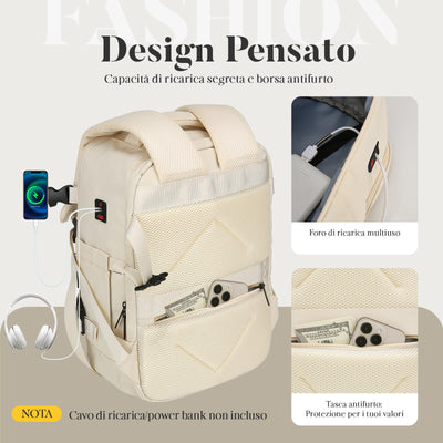 Hand Luggage Backpack Lightweight Laptop Compartment & Anti-theft Device
