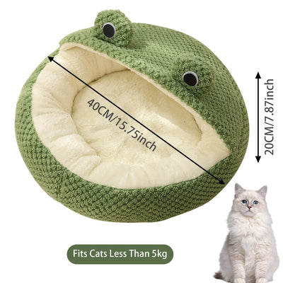 Lit de Chat Grenouille Long Peluche Hiver Automne Thermique Mignon