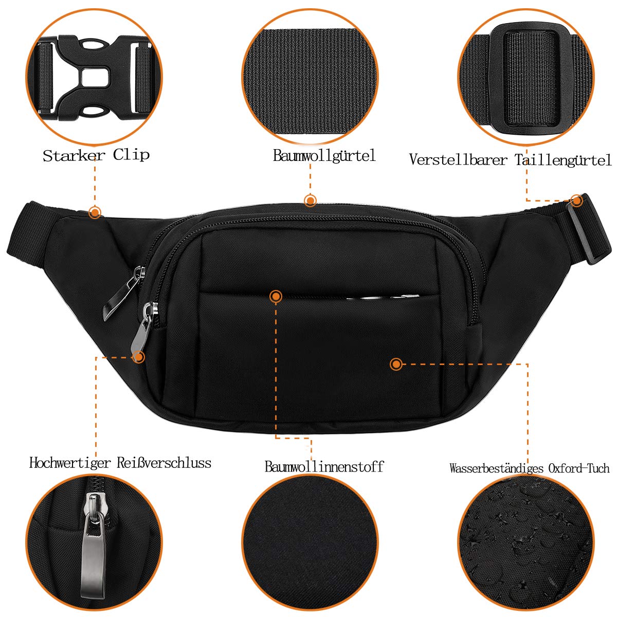 Ceinture Sac de taille étanche de grande capacité