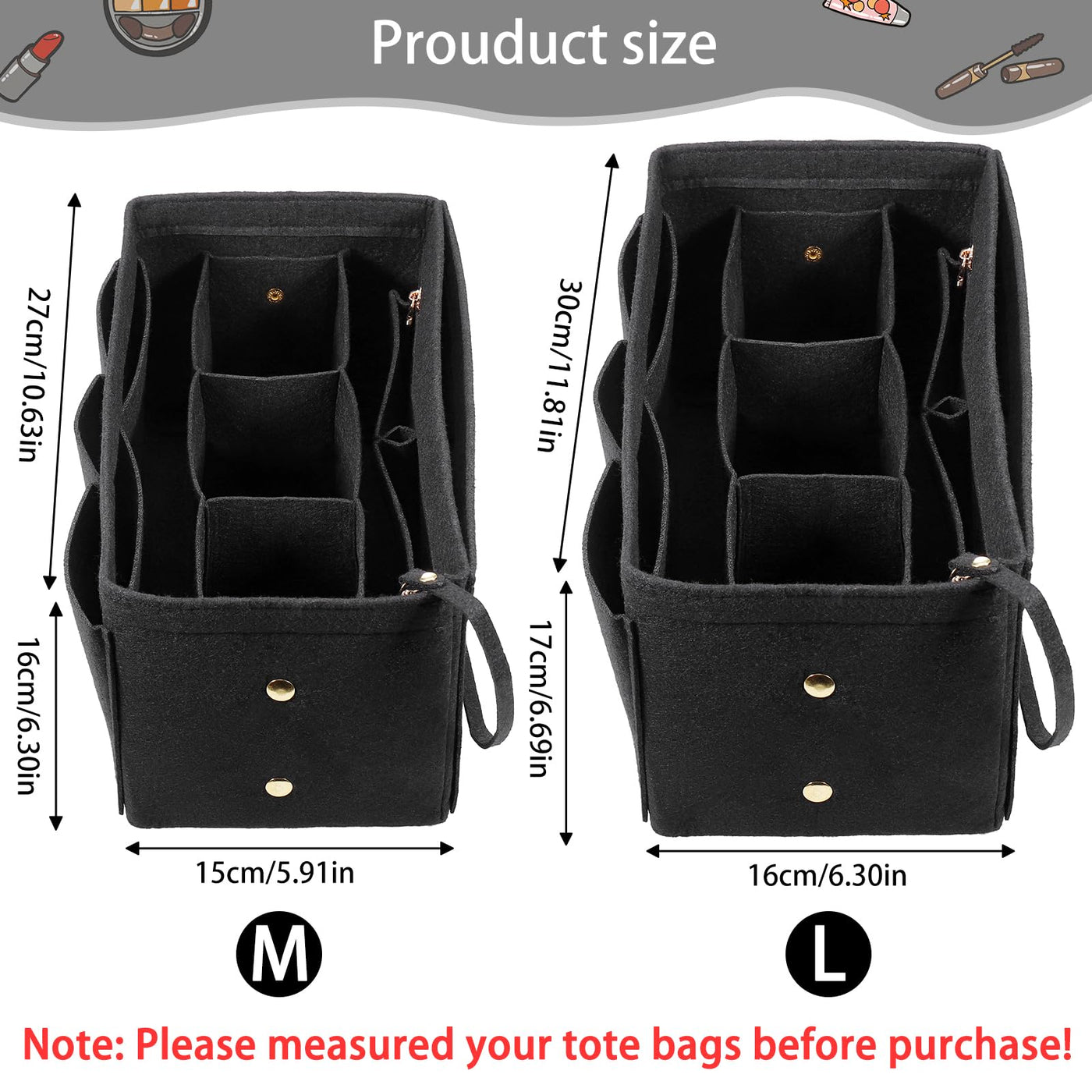 bag organizer shopper, multi-pocket handbag inner bag