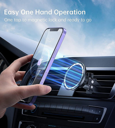 Magnetic mobile phone holder for the car with 4 cable clips