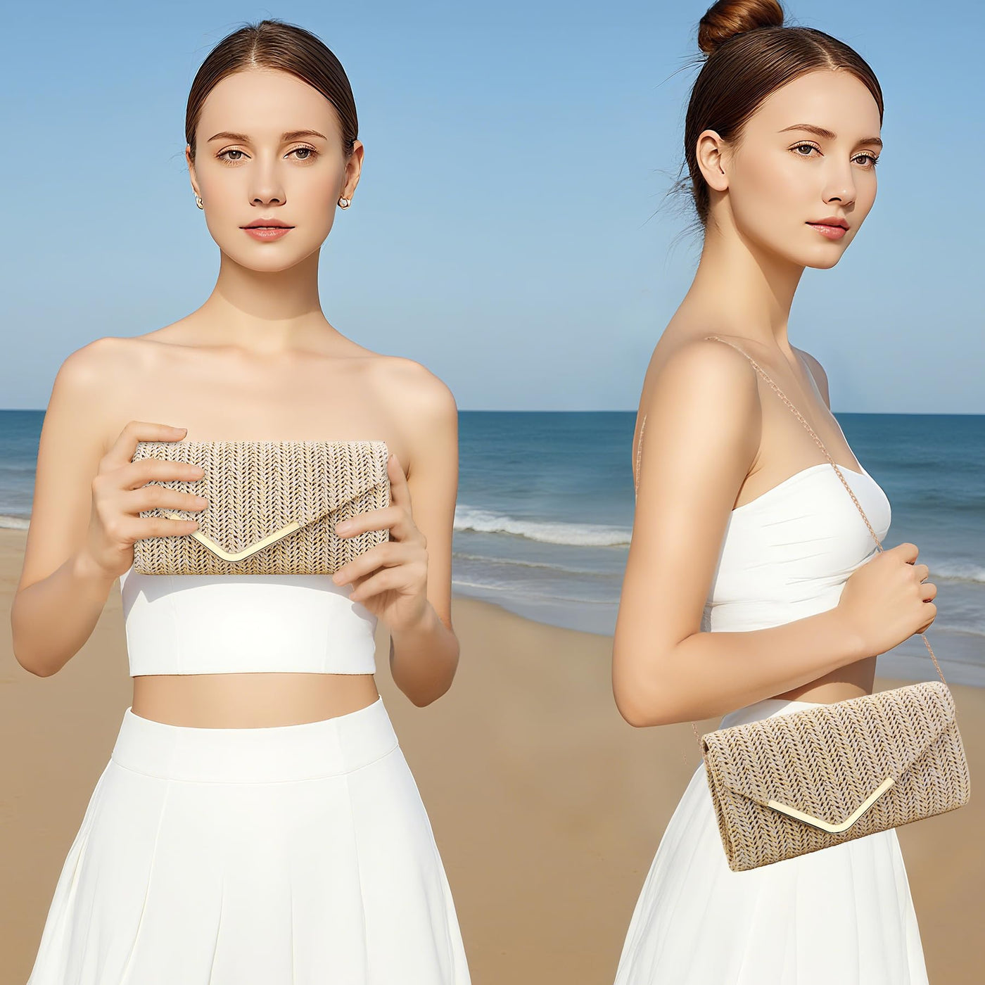 Clutch Lederhandtaschen mit abnehmbarer Kette