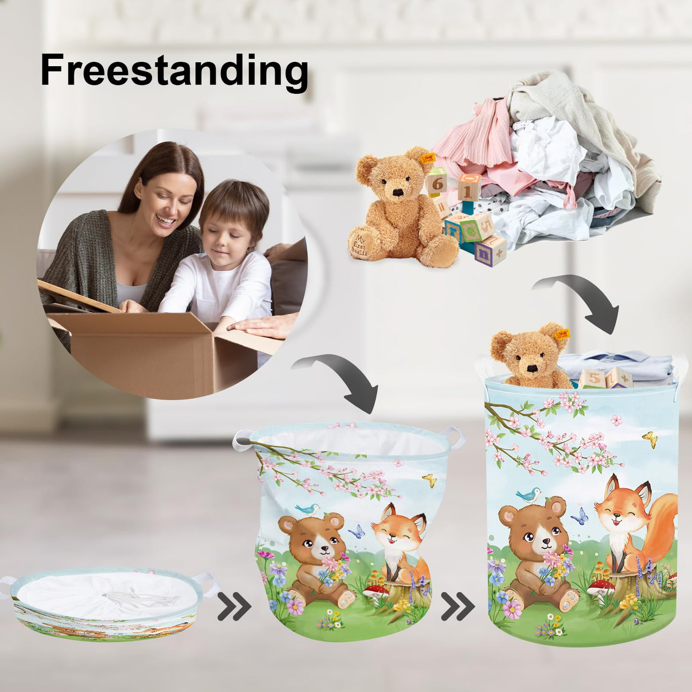 Baby laundry basket Clothes storage basket for children's room