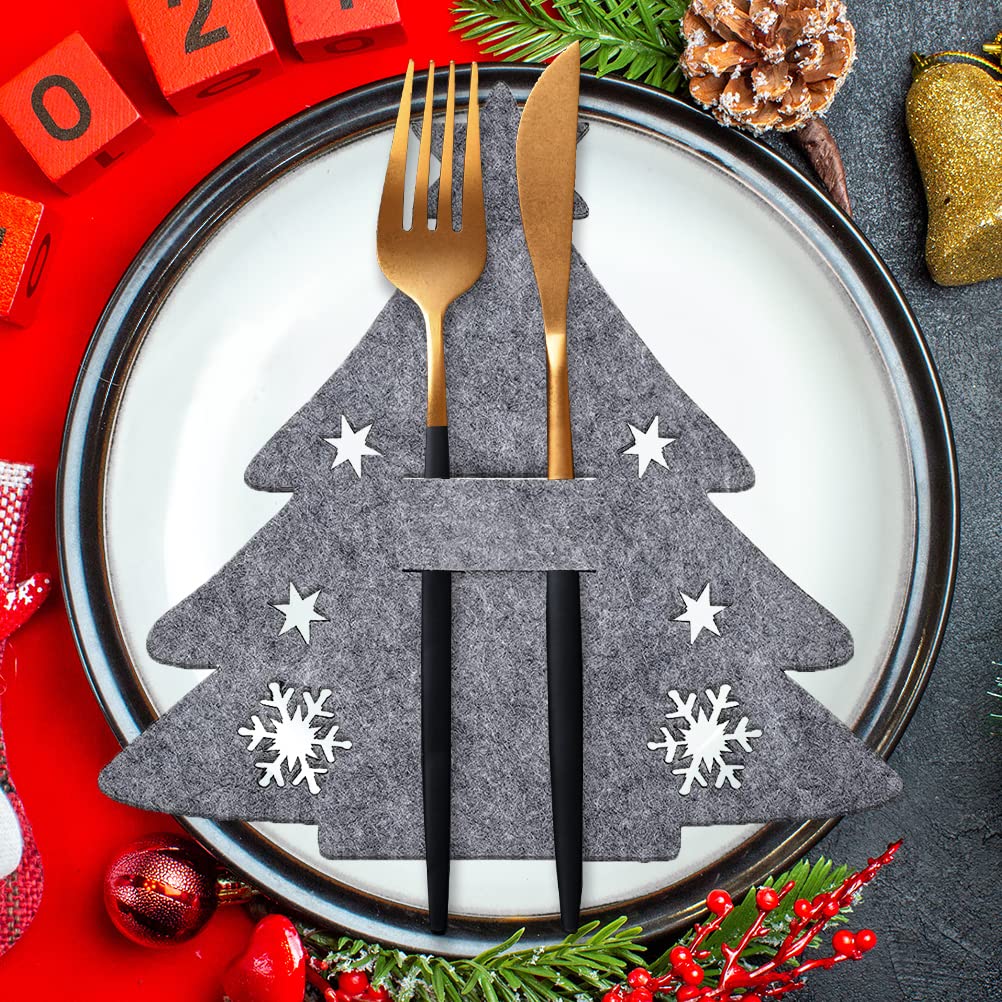 Cutlery holder Christmas felt, 12 pieces cutlery bag fir tree cutlery bag Christmas tree table decoration