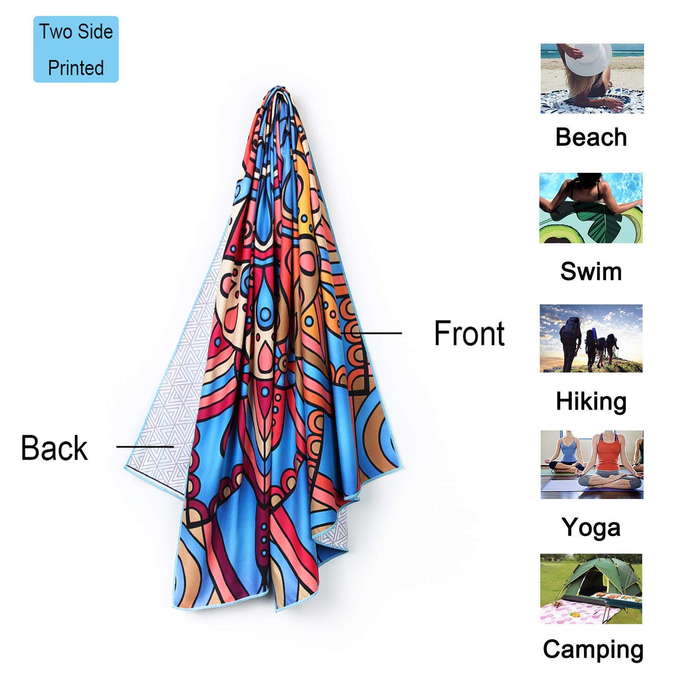 Serviette de plage en microfibre avec sac