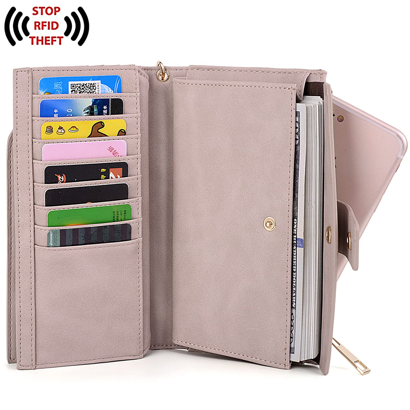 Wallet RFID Blocking Large Capacity Vegan Leather Clutch Wallet 21 Card Slots Holder Organizer