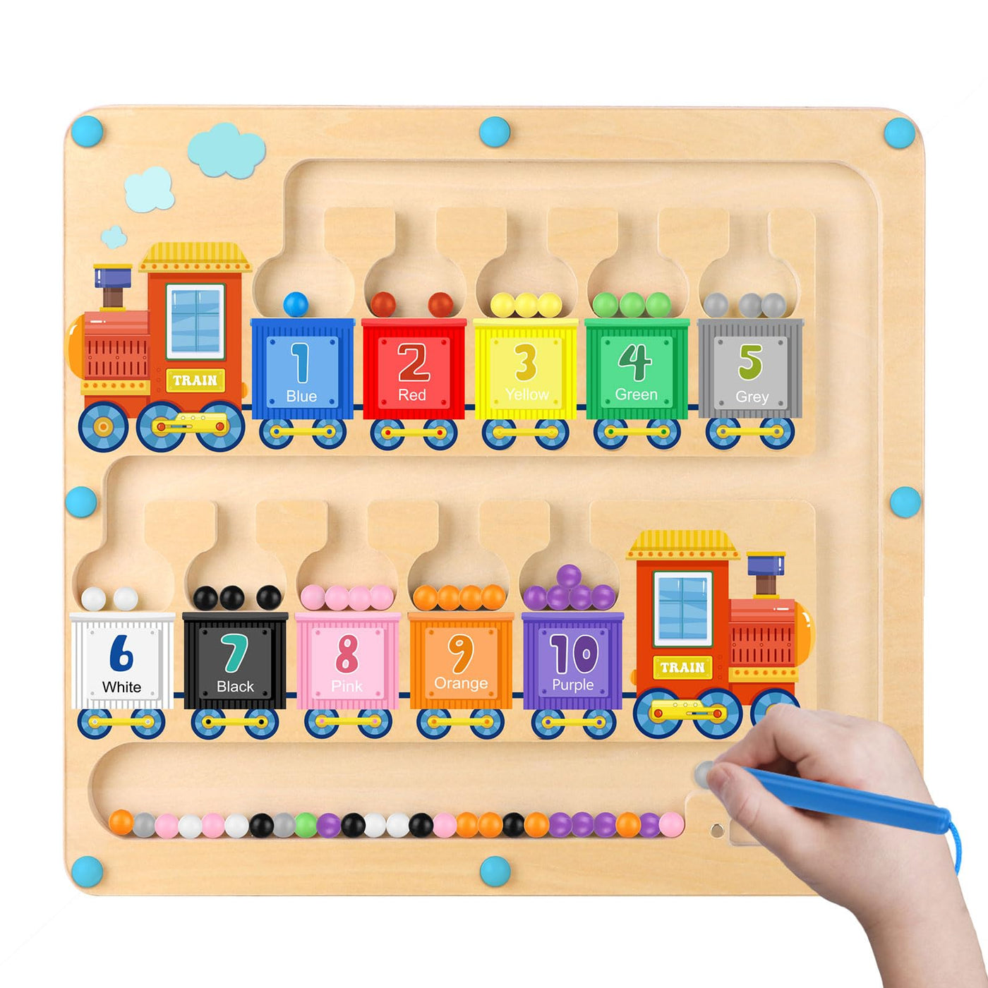 Magnetic game labyrinth gift child sorting game wood numbers and colors educational toy