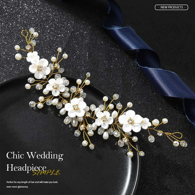 Coiffure fleurie perles accessoires de cheveux mariage coiffure de mariée en cristal