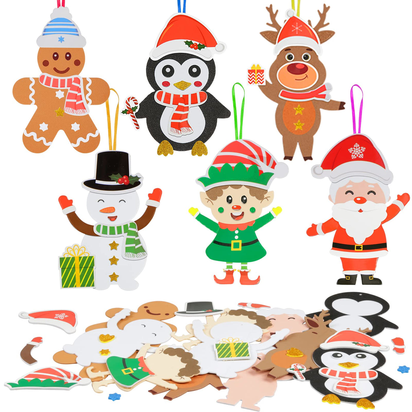 Weihnachtliche Tier-Bastelsets für Kinder Weihnachtliche Kreativ-Sets zum Basteln mit Moosgummi-Aufklebern